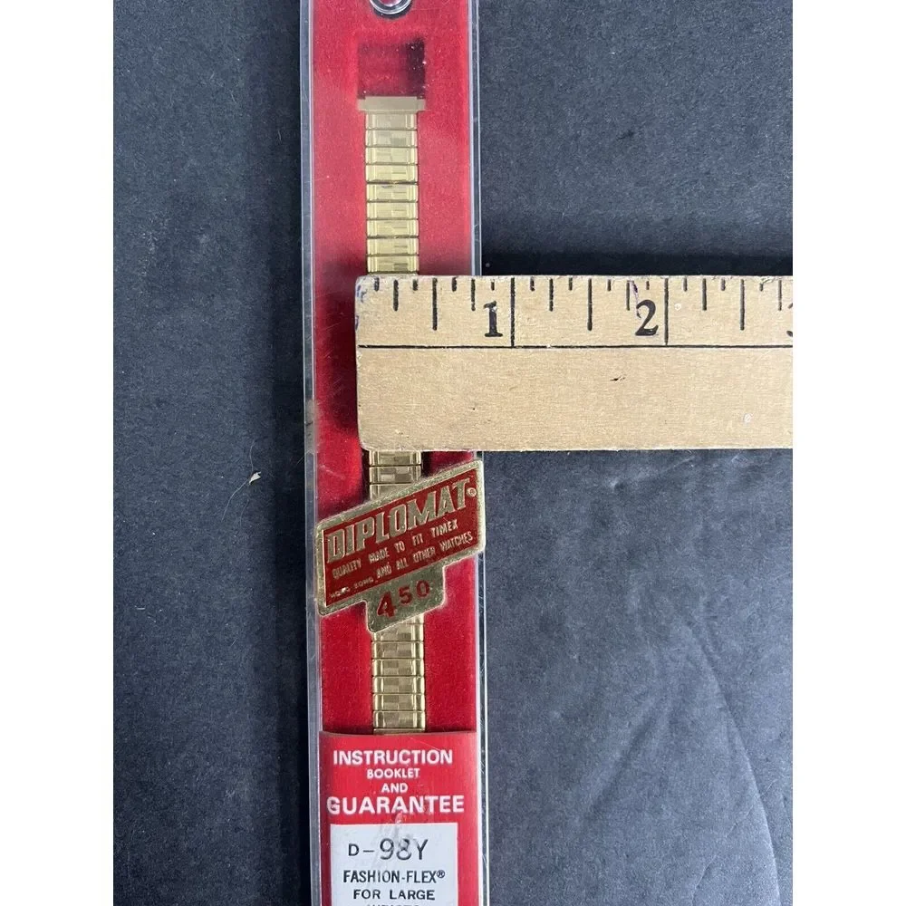 NOS‎ Vintage Fashion Flex Diplomat 450 Gold Tone Watch Band D98Y Womens